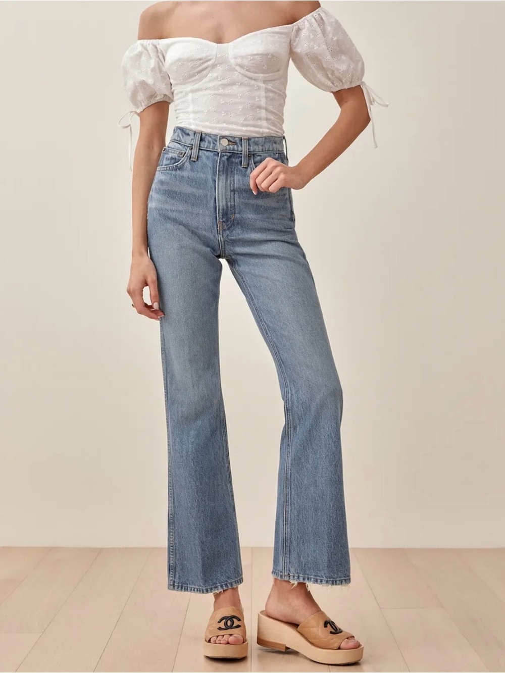 Reformation Georgia Retro High Rise Flare Jeans Vinh Wash Size 28